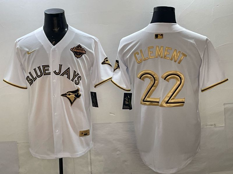 Men Toronto Blue Jays #22 Clement White Gold 5th Throwback 2026 Nike MLB Jersey style 01